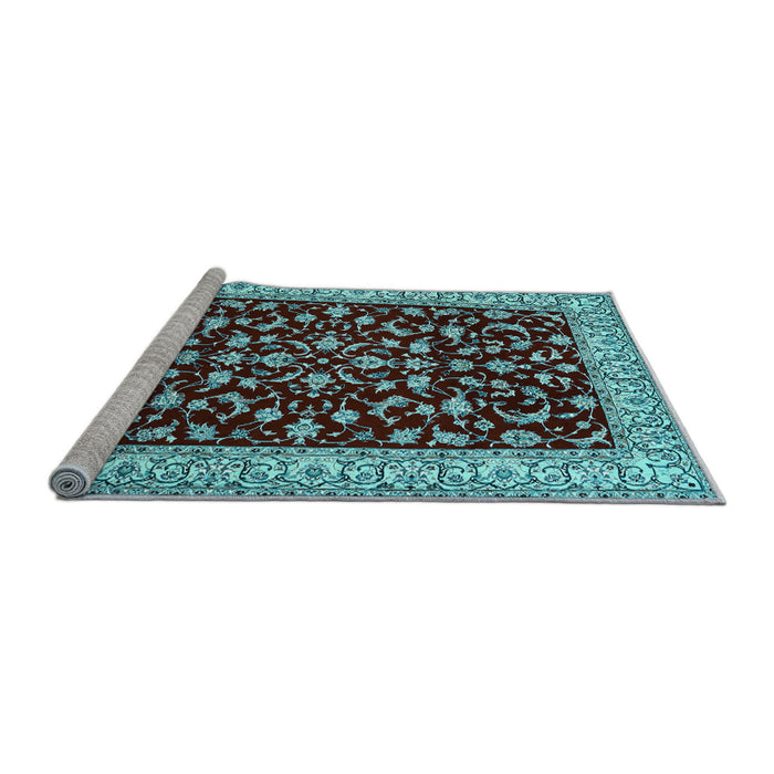 Sideview of Machine Washable Persian Light Blue Traditional Rug, wshtr1699lblu