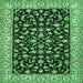 Square Machine Washable Persian Emerald Green Traditional Area Rugs, wshtr1699emgrn