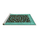 Sideview of Machine Washable Persian Turquoise Traditional Area Rugs, wshtr1699turq