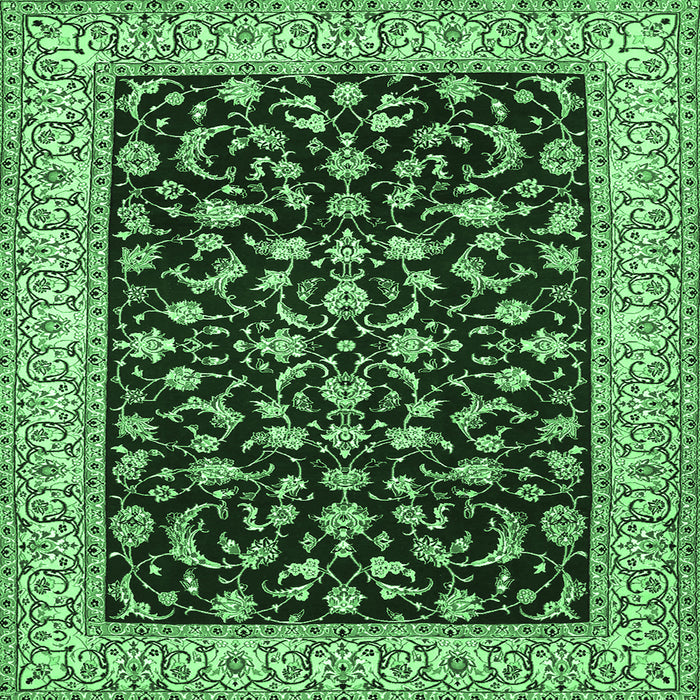 Square Persian Emerald Green Traditional Rug, tr1699emgrn