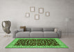 Machine Washable Persian Green Traditional Area Rugs in a Living Room,, wshtr1699grn