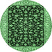 Round Persian Emerald Green Traditional Rug, tr1699emgrn