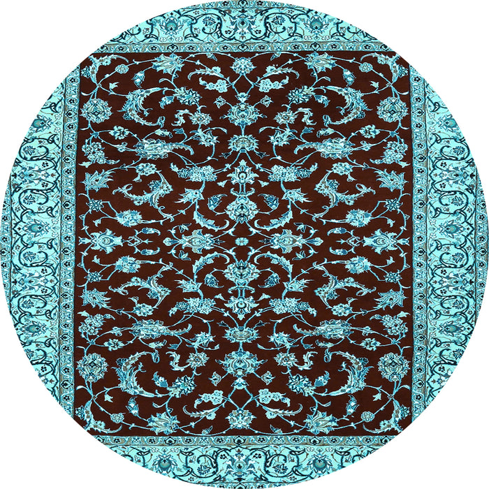Round Machine Washable Persian Light Blue Traditional Rug, wshtr1699lblu