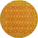 Round Machine Washable Persian Yellow Traditional Rug, wshtr169yw