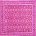 Square Machine Washable Persian Pink Traditional Rug, wshtr169pnk