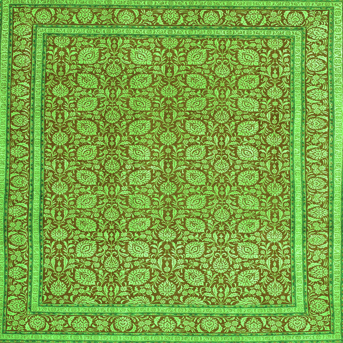 Round Machine Washable Persian Green Traditional Area Rugs, wshtr169grn