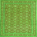 Round Machine Washable Persian Green Traditional Area Rugs, wshtr169grn