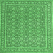 Square Machine Washable Persian Emerald Green Traditional Area Rugs, wshtr169emgrn