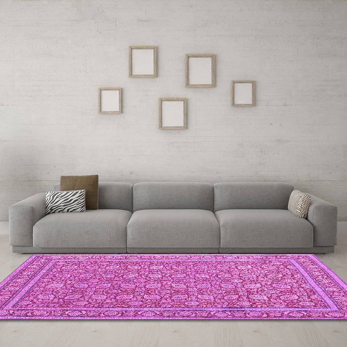 Machine Washable Persian Purple Traditional Area Rugs in a Living Room, wshtr169pur