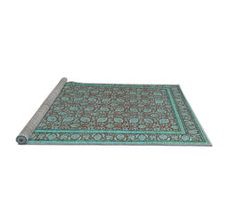 Sideview of Machine Washable Persian Light Blue Traditional Rug, wshtr169lblu