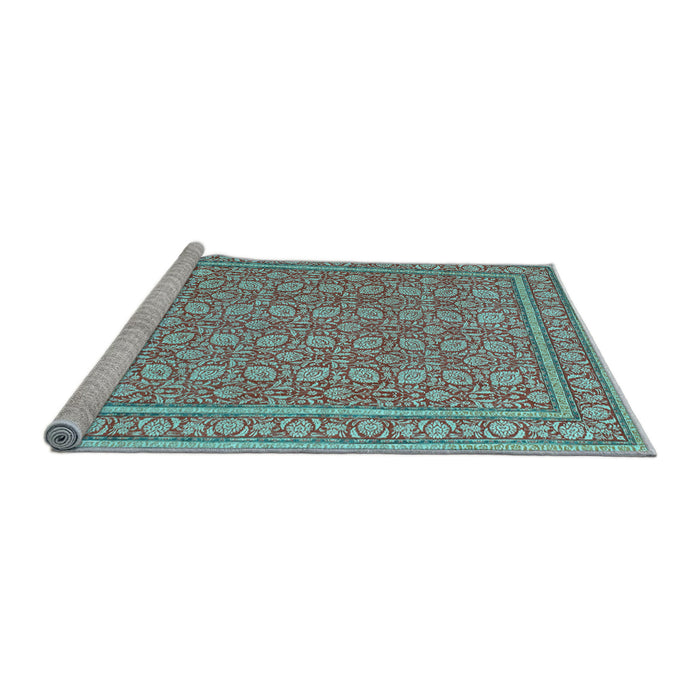 Sideview of Machine Washable Persian Light Blue Traditional Rug, wshtr169lblu