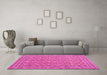 Machine Washable Persian Pink Traditional Rug in a Living Room, wshtr169pnk