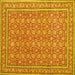 Square Machine Washable Persian Yellow Traditional Rug, wshtr169yw