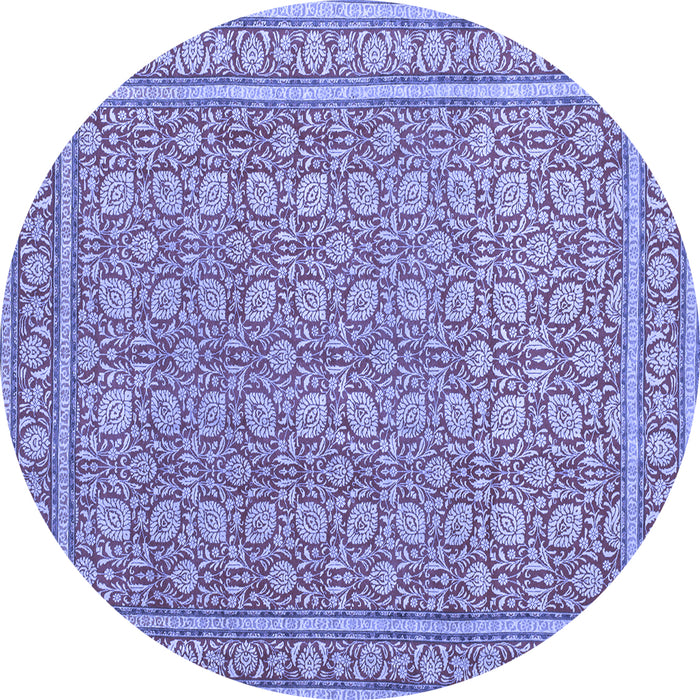 Round Machine Washable Persian Blue Traditional Rug, wshtr169blu