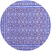 Round Machine Washable Persian Blue Traditional Rug, wshtr169blu