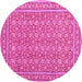 Round Machine Washable Persian Pink Traditional Rug, wshtr169pnk