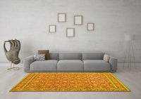 Machine Washable Persian Yellow Traditional Rug, wshtr169yw