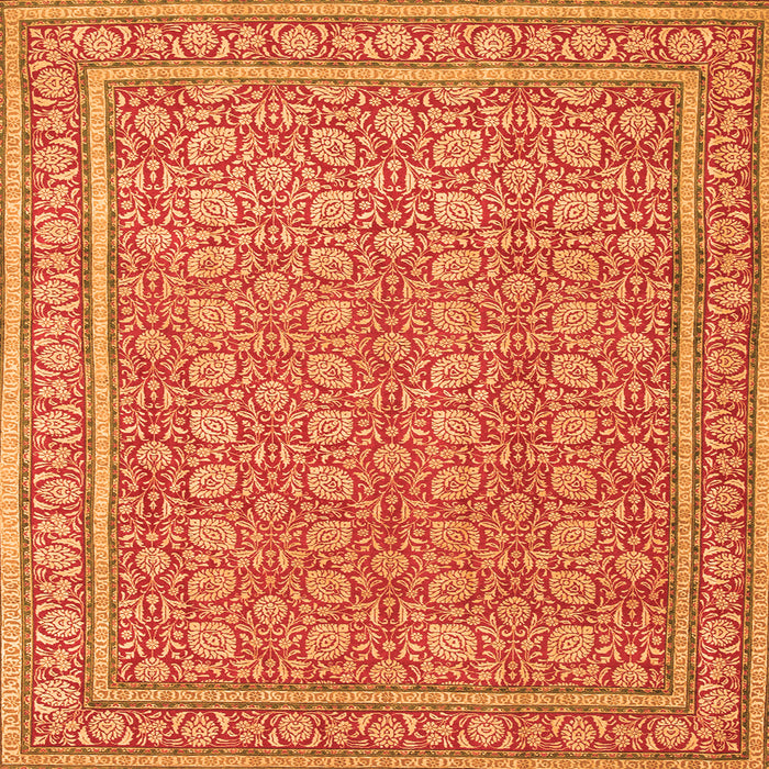Round Machine Washable Persian Orange Traditional Area Rugs, wshtr169org