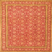 Round Machine Washable Persian Orange Traditional Area Rugs, wshtr169org