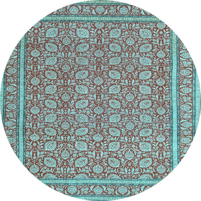 Round Machine Washable Persian Light Blue Traditional Rug, wshtr169lblu