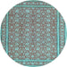 Round Machine Washable Persian Light Blue Traditional Rug, wshtr169lblu