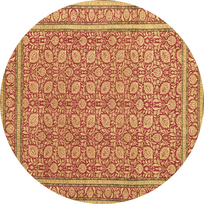 Round Machine Washable Persian Brown Traditional Rug, wshtr169brn