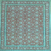 Square Machine Washable Persian Light Blue Traditional Rug, wshtr169lblu