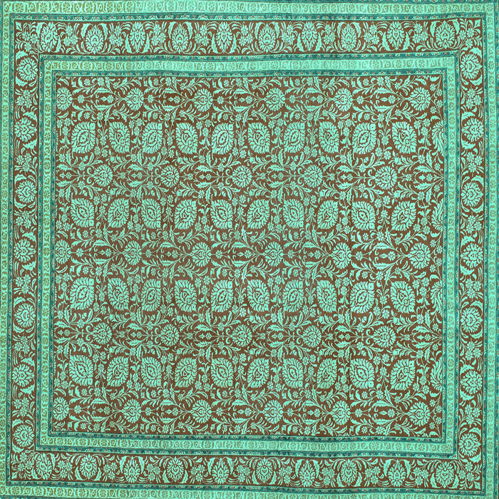 Square Machine Washable Persian Turquoise Traditional Area Rugs, wshtr169turq