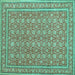 Square Machine Washable Persian Turquoise Traditional Area Rugs, wshtr169turq