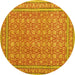 Round Persian Yellow Traditional Rug, tr169yw