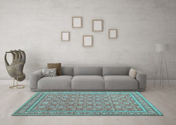Machine Washable Persian Light Blue Traditional Rug in a Living Room, wshtr169lblu