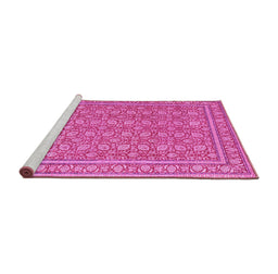 Sideview of Machine Washable Persian Pink Traditional Rug, wshtr169pnk