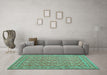 Machine Washable Persian Turquoise Traditional Area Rugs in a Living Room,, wshtr169turq