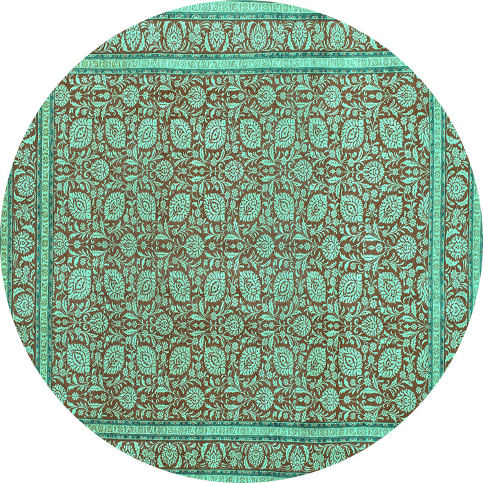 Round Persian Turquoise Traditional Rug, tr169turq