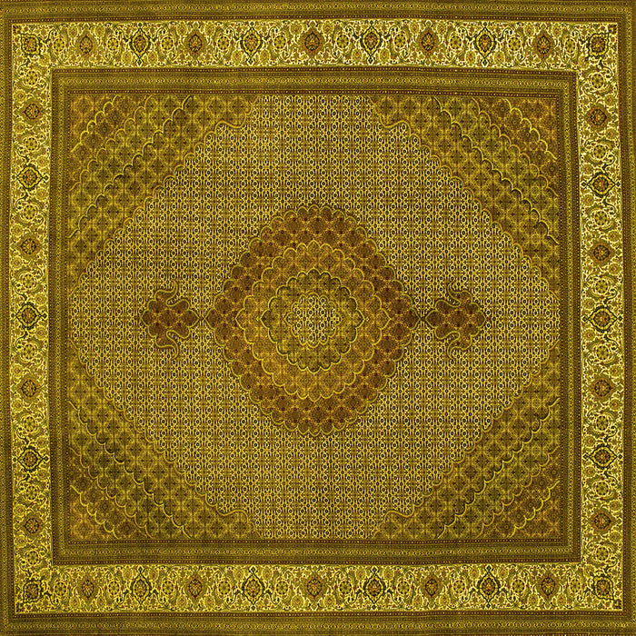 Square Machine Washable Medallion Yellow Traditional Rug, wshtr16yw