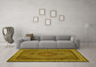 Machine Washable Medallion Yellow Traditional Rug in a Living Room, wshtr16yw