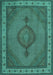 Machine Washable Medallion Turquoise Traditional Area Rugs, wshtr16turq