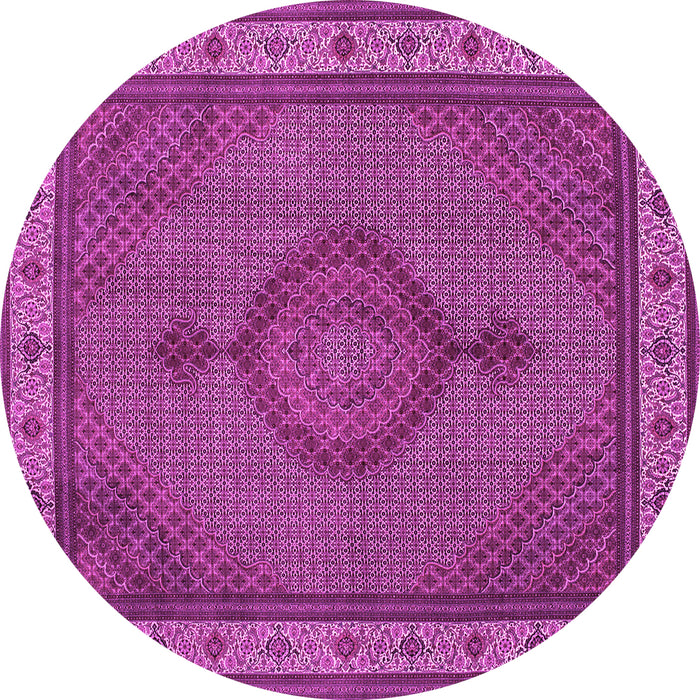 Round Machine Washable Medallion Pink Traditional Rug, wshtr16pnk