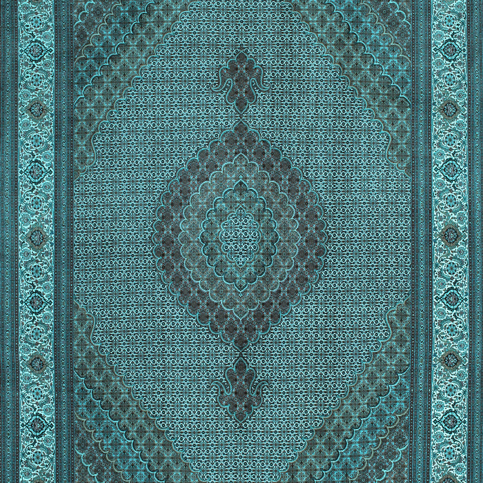 Machine Washable Medallion Light Blue Traditional Rug, wshtr16lblu