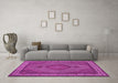 Machine Washable Medallion Pink Traditional Rug in a Living Room, wshtr16pnk