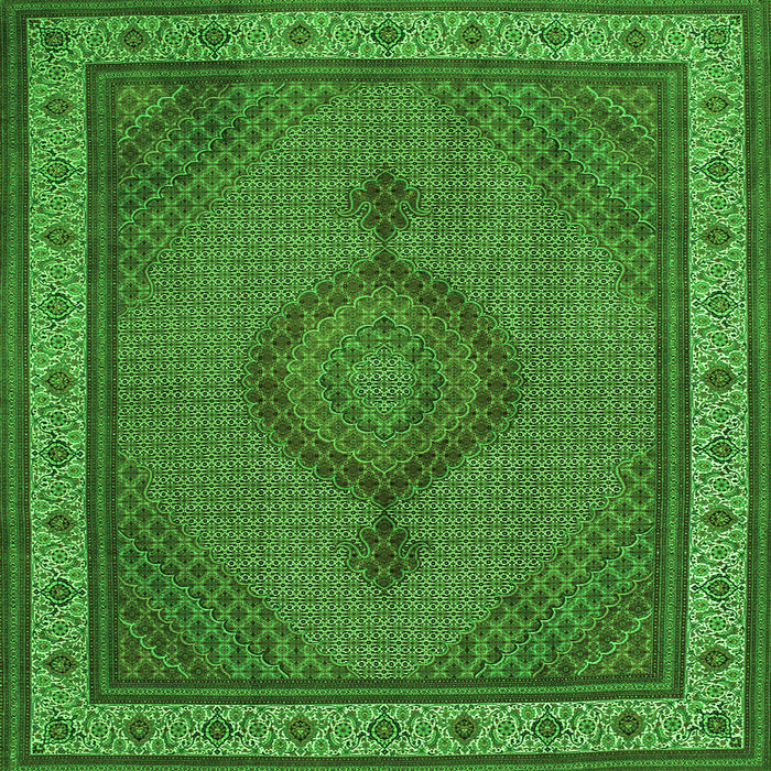 Serging Thickness of Medallion Green Traditional Rug, tr16grn