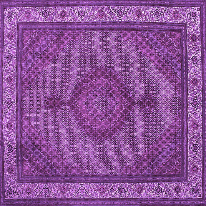 Square Machine Washable Medallion Purple Traditional Area Rugs, wshtr16pur