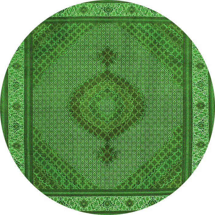 Machine Washable Medallion Green Traditional Area Rugs, wshtr16grn