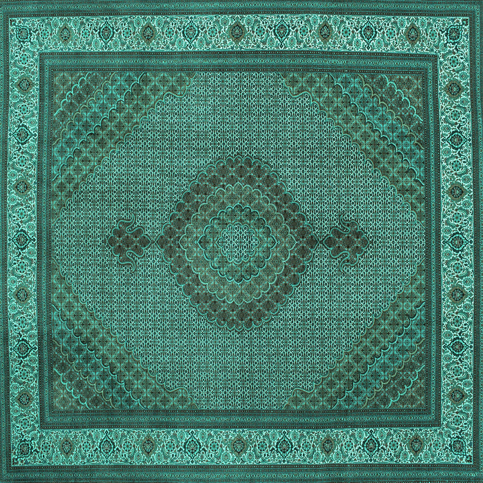 Square Medallion Turquoise Traditional Rug, tr16turq