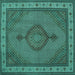 Square Medallion Turquoise Traditional Rug, tr16turq