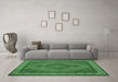 Machine Washable Medallion Emerald Green Traditional Area Rugs in a Living Room,, wshtr16emgrn