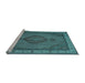 Sideview of Machine Washable Medallion Light Blue Traditional Rug, wshtr16lblu