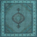 Square Medallion Light Blue Traditional Rug, tr16lblu