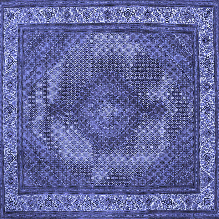 Square Machine Washable Medallion Blue Traditional Rug, wshtr16blu