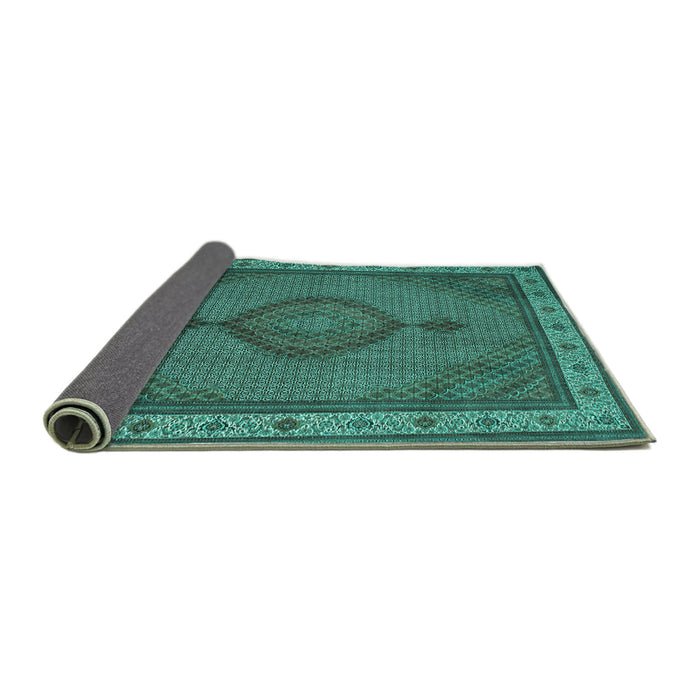 Sideview of Medallion Turquoise Traditional Rug, tr16turq